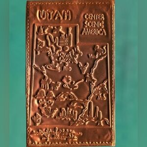 Vintage Utah CenterOf Scenic AmericaKopper Kard CopperEmbossed Postcard60's